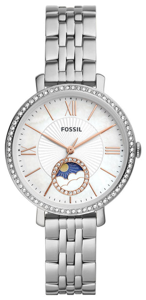 Fossil Jacqueline Multifunction Moonphase White Dial Silver Steel Strap Watch for Women - ES5164 Authentic Buy Shop Now