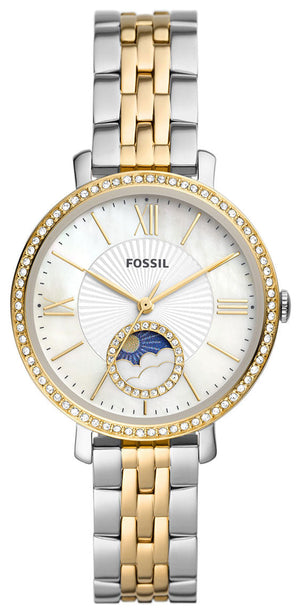 Fossil Jacqueline Analog Moonphase Mother of Pearl White Dial Two Tone Steel Strap Watch for Women - ES5166 Authentic Buy Shop Now