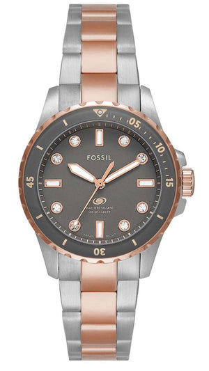 Fossil Blue Dive Three Hand Gray Dial Two Tone Steel Strap Watch For Women - ES5348 Authentic Buy Shop Now