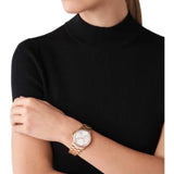 Michael Kors Everest Chronograph Silver Dial Rose Gold Steel Strap Watch For Women - MK7213 Authentic Buy Shop Now
