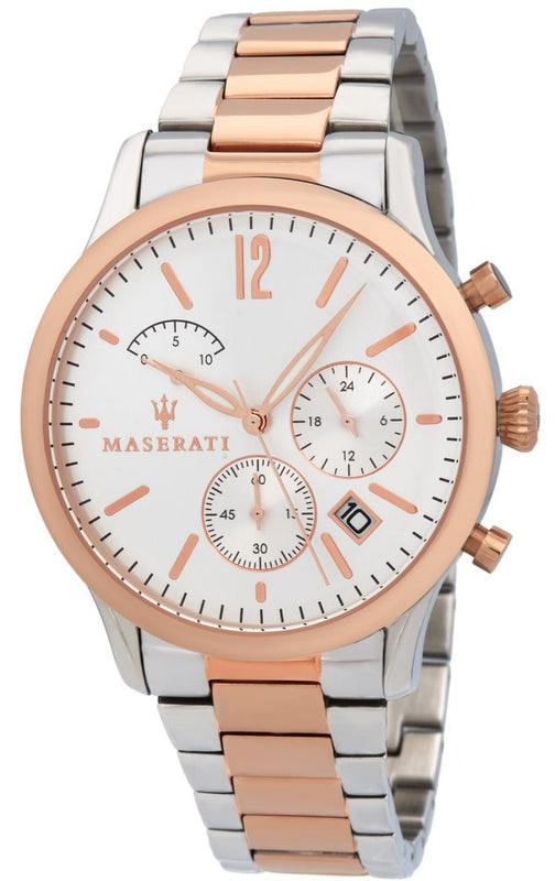 Maserati Tradizione White Dial Two Tone Stainless Steel Strap Watch For Men - R8873625001 Authentic Buy Shop Now