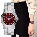 Marc Jacobs Amy Red Dial Silver Steel Strap Watch for Women - MBM3335 Authentic Buy Shop Now