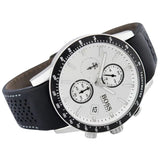 Hugo Boss Rafale Chronograph Quartz Silver Dial Black Leather Strap Watch For Men - 1513403 Authentic Buy Shop Now