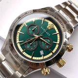 Versace Classic Chronograph Quartz Green Dial Silver Steel Strap Watch For Men - VEV700721 Authentic Buy Shop Now