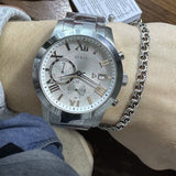 Guess Atlas Chronograph Silver Dial Silver Steel Strap Watch For Men - W0668G7 Authentic Buy Shop Now