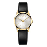Calvin Klein City Silver Dial Black Leather Strap Watch For Women - K2G23520 Authentic Buy Shop Now