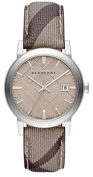 Burberry The City Grey Dial Checked Grey Leather Strap Watch for Women - BU9118 Authentic Buy Shop Now