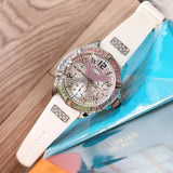 Guess Frontier Diamonds Silver Dial White Rubber Strap Watch for Women - GW0045L1 Authentic Buy Shop Now