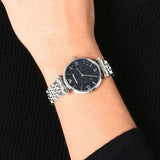 Emporio Armani Gianni T Bar Dark Blue Dial Silver Stainless Steel Watch For Women - AR11091 Authentic Buy Shop Now