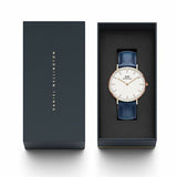 Daniel Wellington Classic Somerset White Dial Blue Leather Strap Watch For Women - DW00100123 Authentic Buy Shop Now
