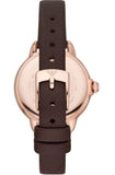 Emporio Armani Mia Moonphase Silver Dial Brown Leather Strap Watch For Women - AR11568 Authentic Buy Shop Now