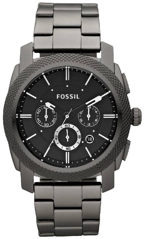 Fossil Machine Chronograph Black Dial Grey Steel Strap Watch for Men - FS4662 Authentic Buy Shop Now