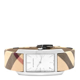 Burberry The Pioneer Silver Dial Haymarket Beige Leather Strap Watch for Women - BU9406 Authentic Buy Shop Now