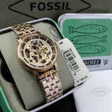 Fossil Boyfriend Automatic Skeleton Rose Gold Dial Rose Gold Steel Strap Watch for Women - ME3065 Authentic Buy Shop Now