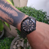 Michael Kors Cunningham Chronograph Black Dial Black Steel Strap Watch For Men - MK7157 Authentic Buy Shop Now