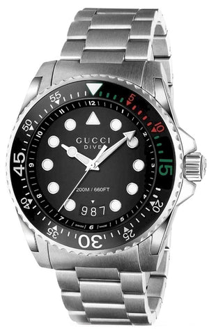Gucci Dive Snake Black Dial Silver Steel Strap Watch For Men - YA136218 Authentic Buy Shop Now