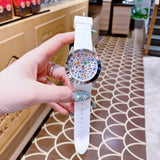 Guess Wanderlust Crystals Silver Dial White Rubber Strap Watch For Women - W1059L3 Authentic Buy Shop Now