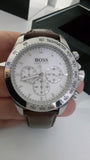 Hugo Boss Ikon White Dial Brown Leather Strap Watch for Men - 1513175 Authentic Buy Shop Now
