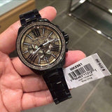 Michael Kors Wren Chronograph Gold Dial Black Steel Strap Watch for Women - MK5961 Authentic Buy Shop Now