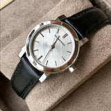 Burberry The City Silver Dial Black Leather Strap Watch for Women - BU9106 Authentic Buy Shop Now