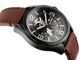 Tommy Hilfiger Bruce Automatic Black Dial Brown Leather Strap Watch for Men - 1791280 Authentic Buy Shop Now