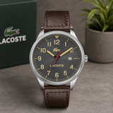 Lacoste Continental Gray Dial Brown Leather Strap Watch for Men - 2011020 Authentic Buy Shop Now