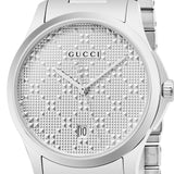 Gucci G Timeless Quartz Silver Dial Silver Steel Strap Watch For Women - YA126459 Authentic Buy Shop Now