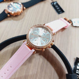 Guess Solstice Diamonds White Dial Pink Rubber Strap Watch For Women - GW0113L4 Authentic Buy Shop Now