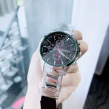 Armani Exchange Hampton Chronograph Black Dial Silver Steel Strap Watch For Men - AX2163 Authentic Buy Shop Now