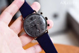 Emporio Armani Aviator Quartz Grey Dial Blue Fabric Strap Watch For Men - AR11144 Authentic Buy Shop Now