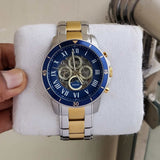 Fossil Grant Sport Automatic Skeleton Blue Dial Two Tone Steel Strap Watch for Men - ME3141 Authentic Buy Shop Now