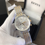 Hugo Boss Navigator White Dial Two Tone Steel Strap Watch for Men - 1513499 Authentic Buy Shop Now