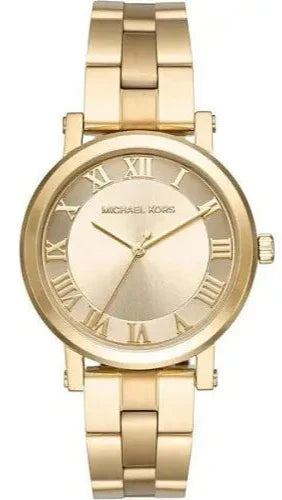 Michael Kors Slim Runway Gold Dial Gold Steel Strap Watch For Women - MK3456 Authentic Buy Shop Now