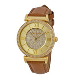 Michael Kors Catlin Champagne Dial Brown Leather Strap Watch for Women - MK2375 Authentic Buy Shop Now