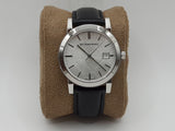 Burberry The City Silver Dial Black Leather Strap Watch for Women - BU9106 Authentic Buy Shop Now