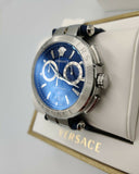 Versace Aion Chronograph Blue Dial Blue Leather Strap Watch for Men - VE1D01220 Authentic Buy Shop Now