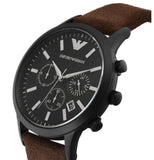 Emporio Armani Chronograph Black Dial Brown Leather Strap Watch For Men - AR11078 Authentic Buy Shop Now