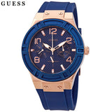 Guess Jet Setter Analog Quartz Blue Dial Blue Rubber Strap Watch For Women - W0571L1 Authentic Buy Shop Now