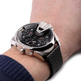 Diesel Uber Chief Oversized 4 Time Black Dial Leather Strap Watch For Men - DZ7376 Authentic Buy Shop Now