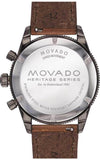 Movado Heritage Series 29mm Calendoplan Chronograph Black Dial Brown Leather Strap Watch For Men - 3650060 Authentic Buy Shop Now