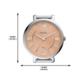 Fossil Jacqueline Three Hand Pink Dial Silver Mesh Strap Watch for Women - ES5089 Authentic Buy Shop Now
