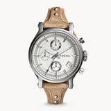 Fossil Boyfriend Chronograph White Dial Brown Leather Strap Watch for Women - ES3625 Authentic Buy Shop Now