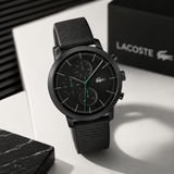 Lacoste Replay Chronograph Black Dial Black Leather Strap Watch for Men - 2011177 Authentic Buy Shop Now