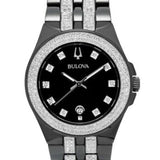 Bulova Crystal Collection Black Dial Two Tone Steel Strap Watch for Men - 98K101 Authentic Buy Shop Now