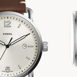 Fossil The Commuter White Dial Brown Leather Strap Watch for Men - FS5275 Authentic Buy Shop Now