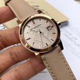 Burberry The City Beige Dial Beige Leather Strap Watch for Women - BU9109 Authentic Buy Shop Now