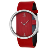 Calvin Klein Glam Transparent Dial Red Leather Strap Watch for Women - K9423144 Authentic Buy Shop Now