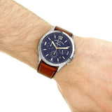 Fossil Forrester Chronograph Blue Dial Brown Leather Strap Watch for Men - S5607 Authentic Buy Shop Now