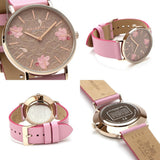 Coach Perry Floral Motif Fawn Dial Pink Leather Strap Watch for Women - 14503442 Authentic Buy Shop Now