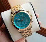 Michael Kors Runway Stop Hunger Blue Dial Gold Steel Strap Watch for Men - MK8315 Authentic Buy Shop Now